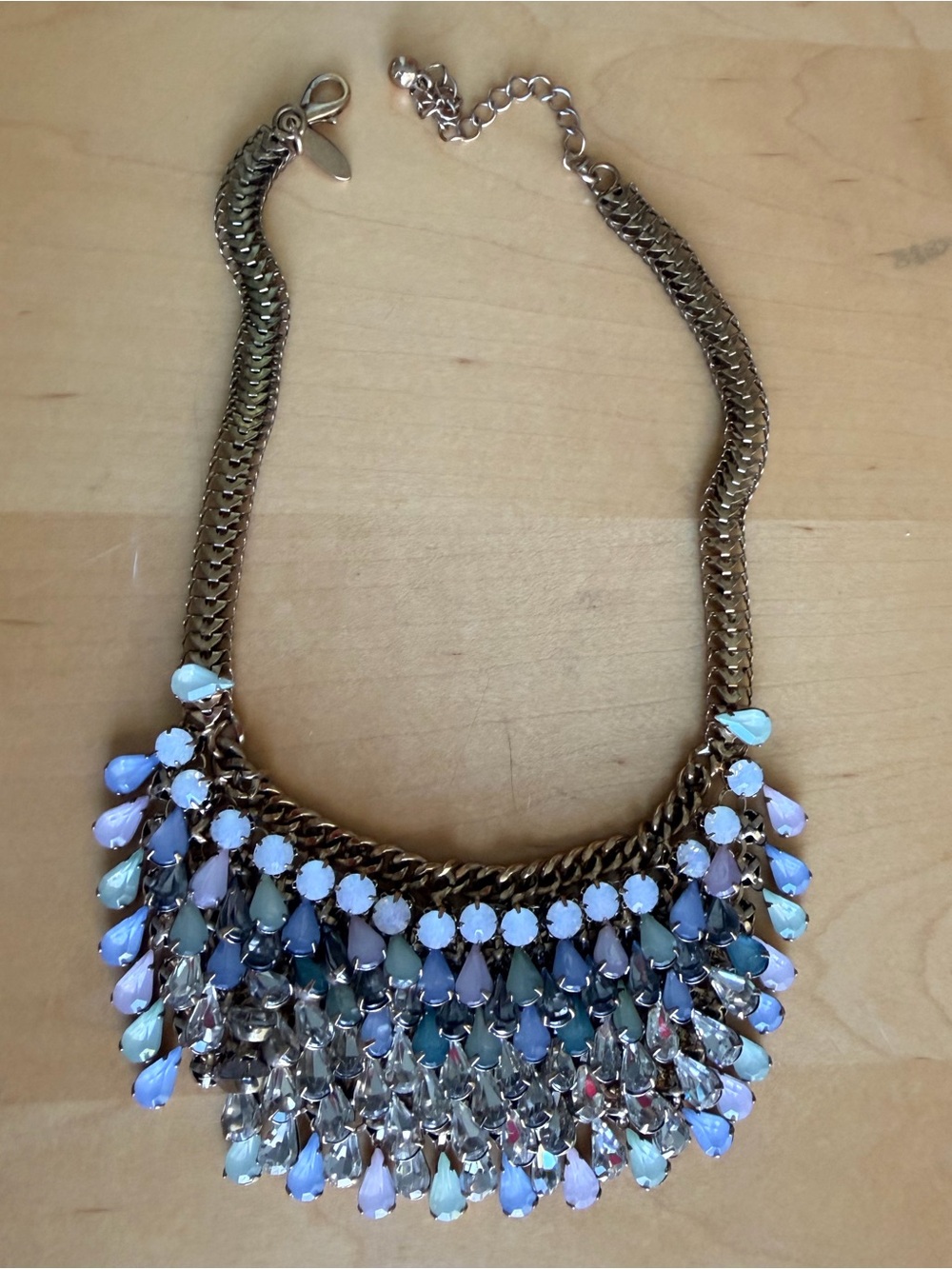 Natasha Couture Pastel Blue & Lavender Teardrop Statement Bib Collar Necklace